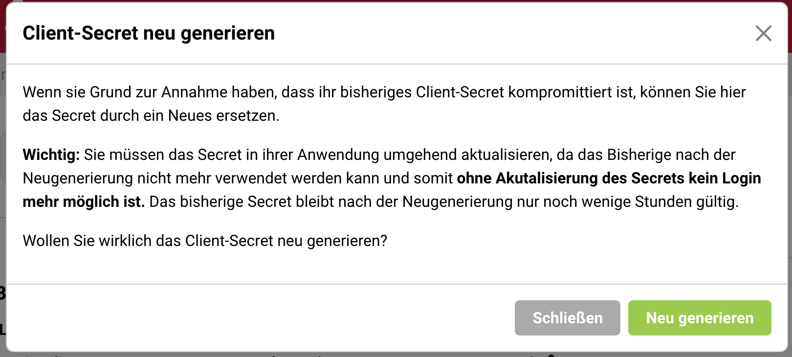 Client-Secret neu generieren