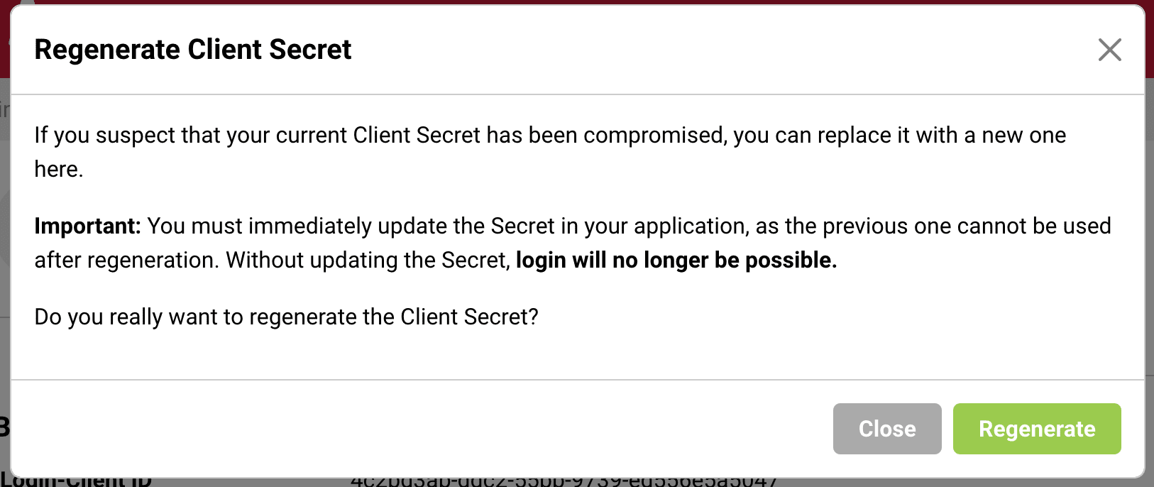 Regenerate client secret